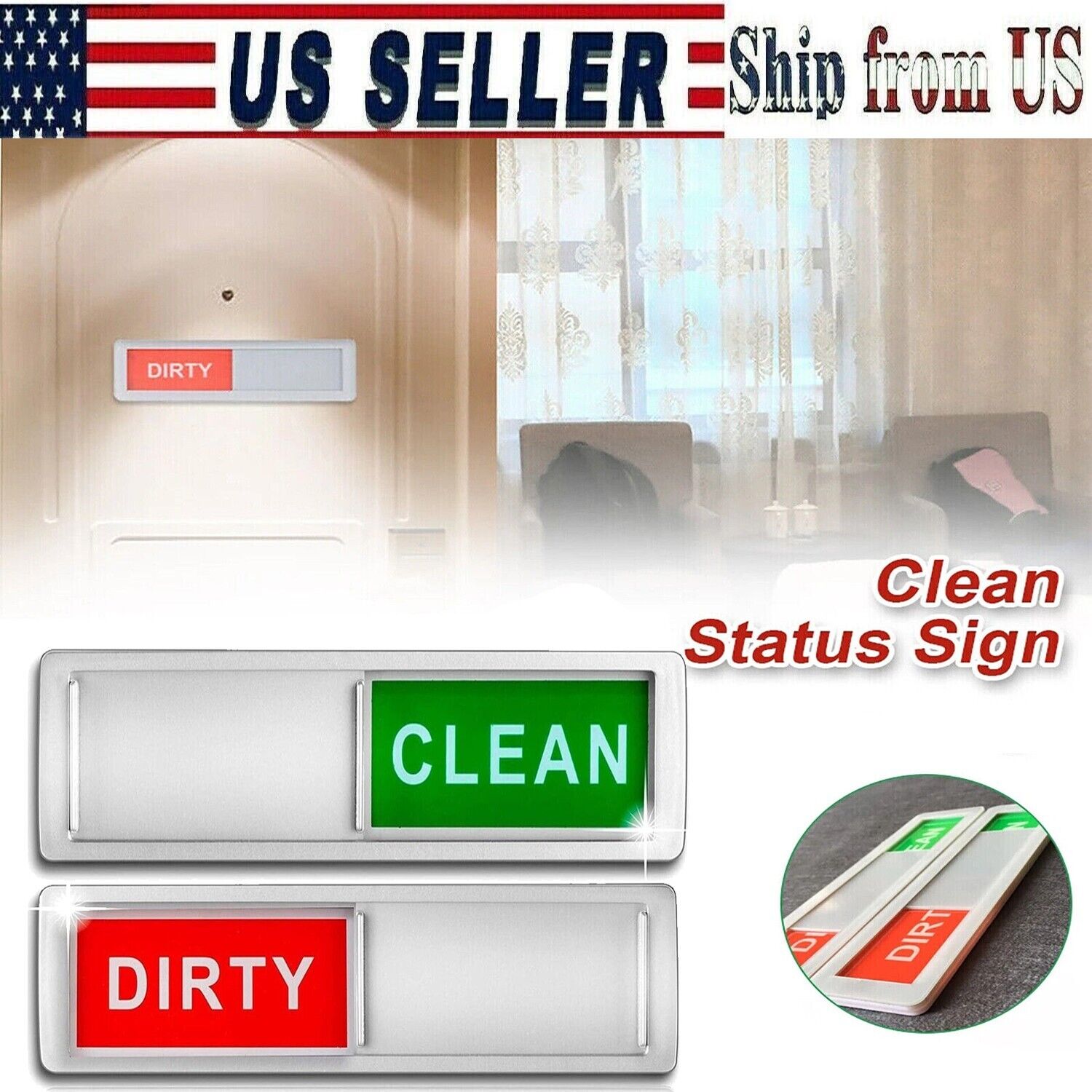 Clean Dirty Dishwasher Magnet Indicator Sign Easy Read Scratch Magnetic Backing