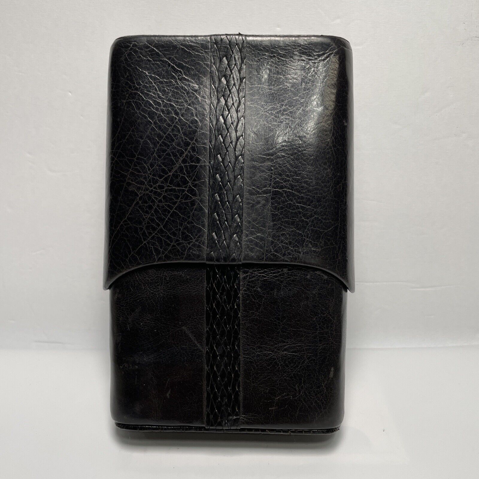 Vintage 1970’s Black Faux Leather 10 Tube Cigar Holder Case
