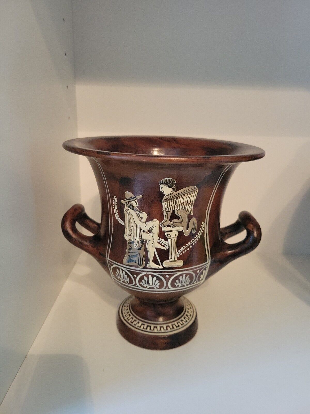 Oedipus Sphinx Art Pottery Amphora Urn Vase Handmade Greece Vintage Greek