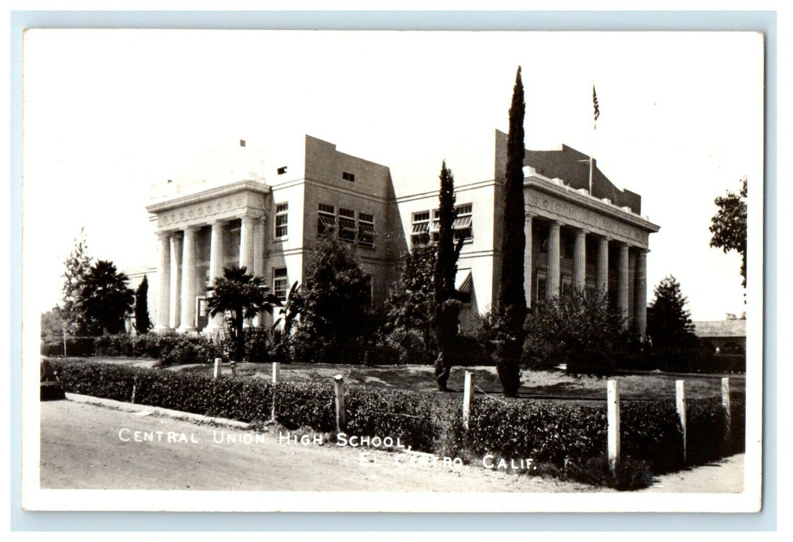 c1940's Central Union High School Street View El Centro CA RPPC Photo Postcard