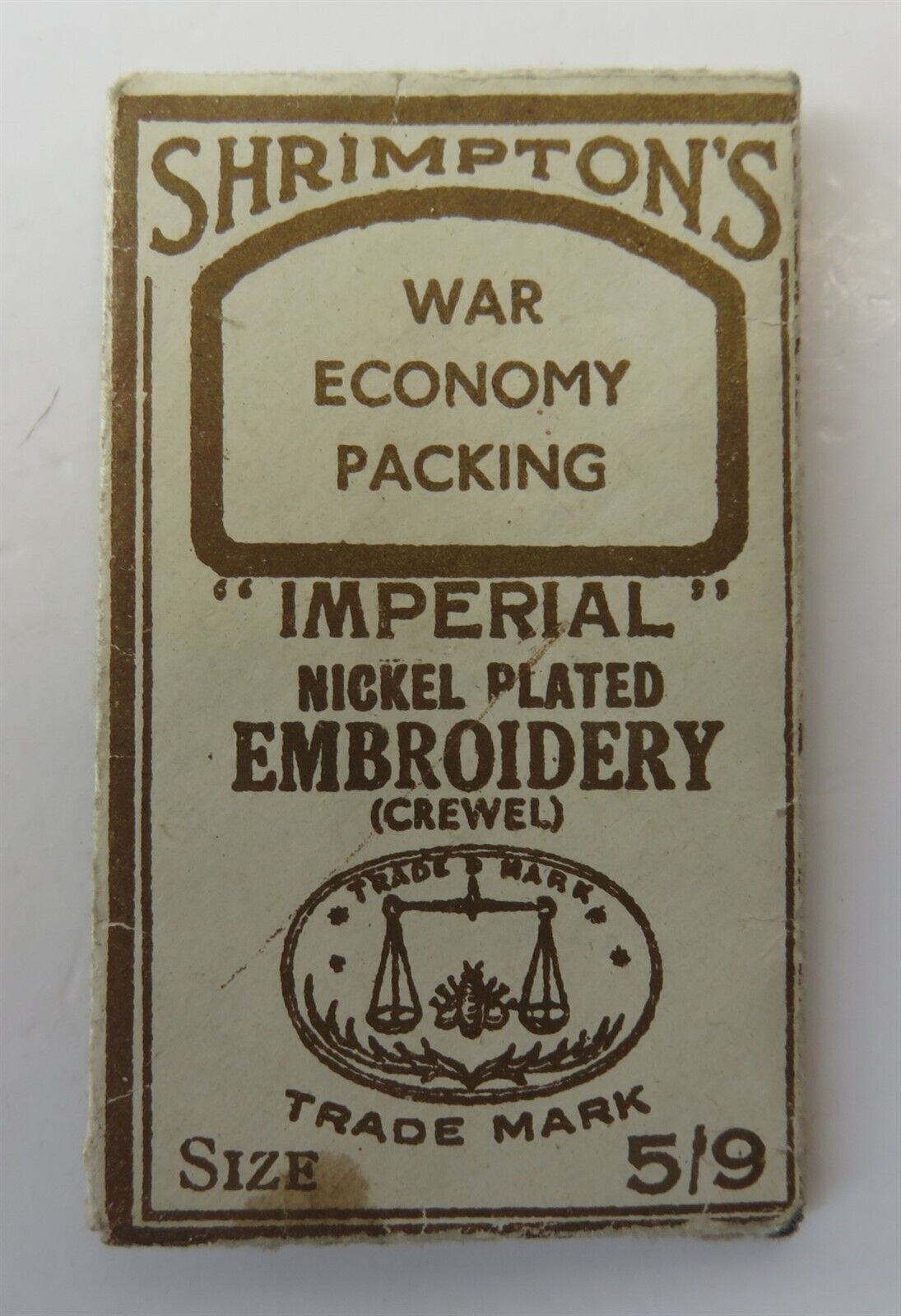 VINTAGE SHRIMPTON\'S WAR ECONOMY PACKING IMPERIAL NEEDLE PACK         (INV37551)