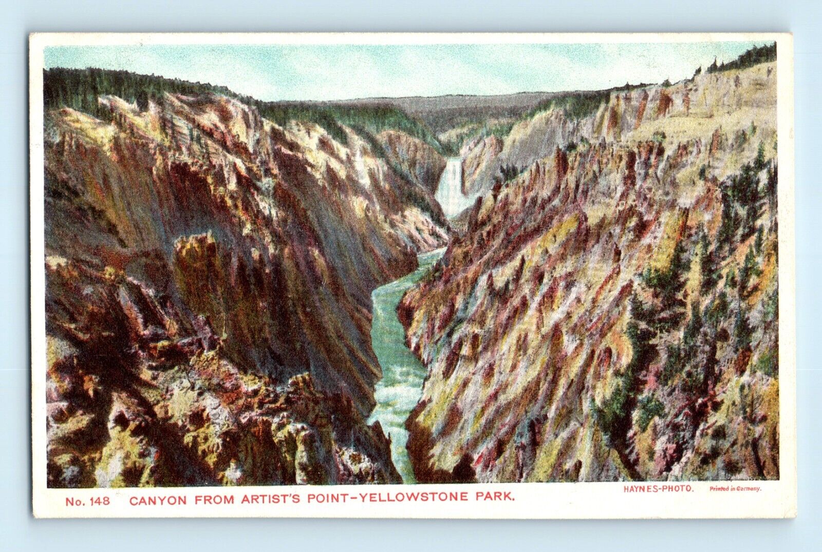 Yellowstone Park Haynes Photo 148 Canyon from Artist's Point Vintage Postcard B8