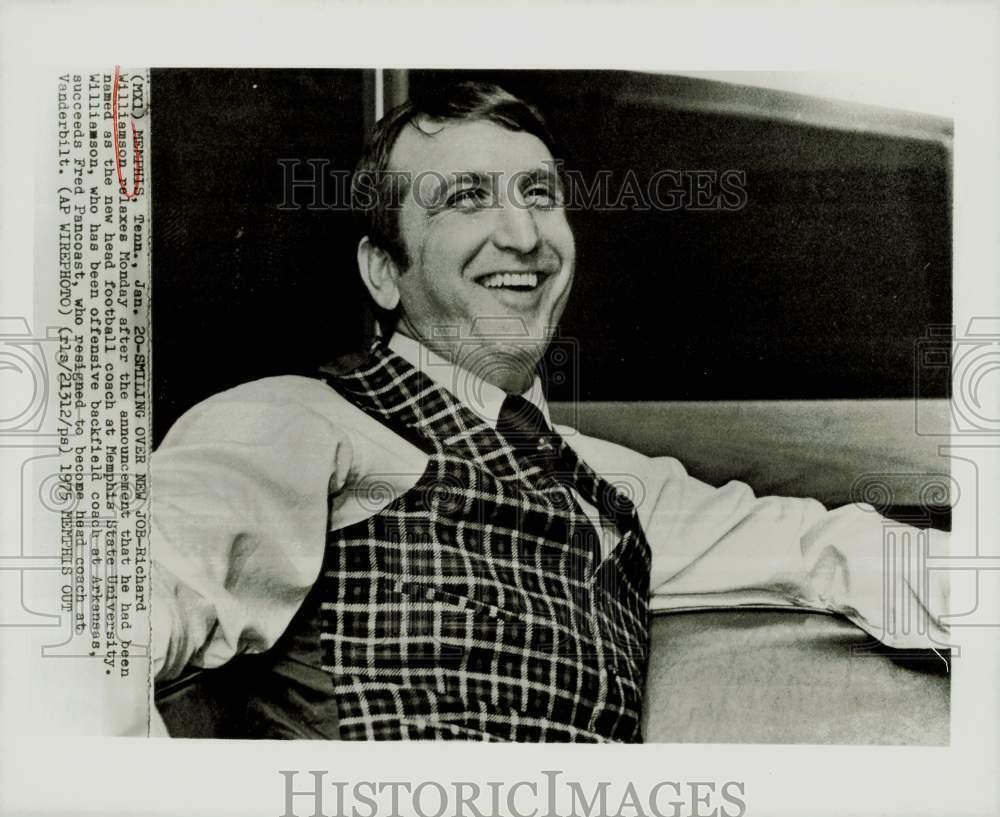 1975 Press Photo Richard Williamson named Memphis State head football coach.