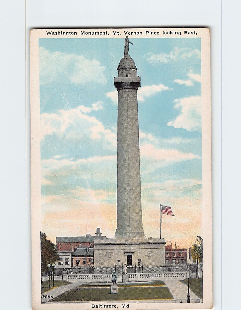 Postcard Washington Monument Mt. Vernon Looking East Baltimore Maryland USA
