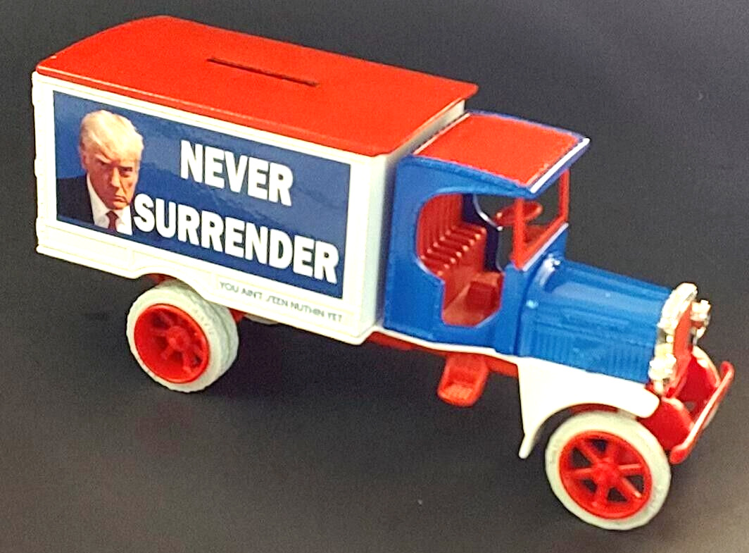 MAGA 2024 Donald Trump Campaign diecast keyed truck bank NEVER SURRENDER