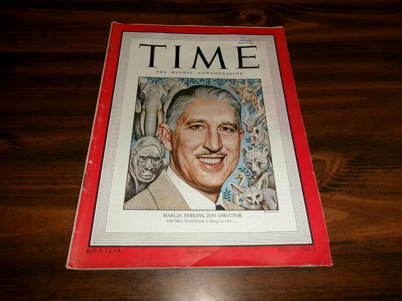 1947 MARLIN PERKINS ZOO DIRECTOR LINCOLN PARK CHICAGO JULY 7, 1947 TIME MAGAZINE