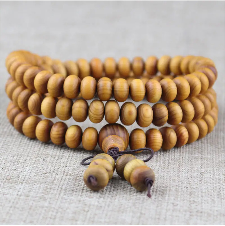 INNER PEACE ON YOUR TERMS Hand Cypress Wood Multilayer Malas Unisex 9mm Flat