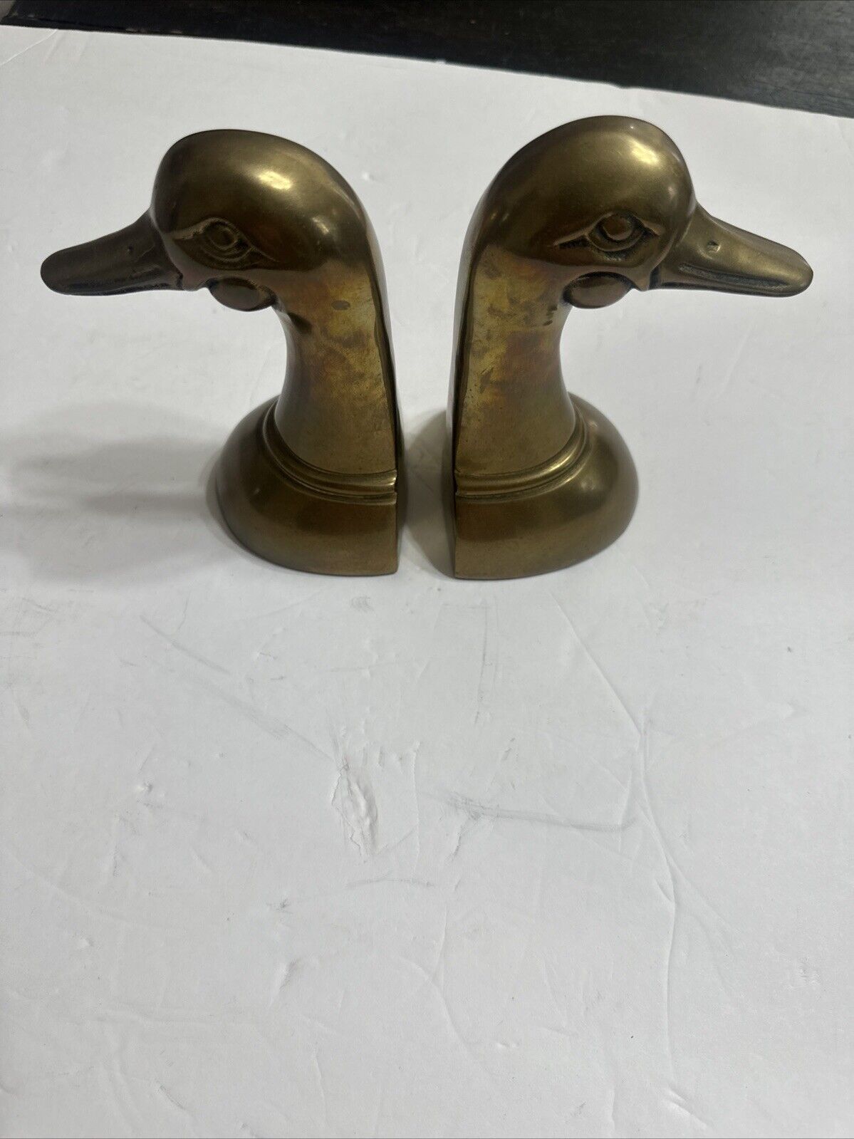 Mid Century Modern Brass Duck Bookends Vintage