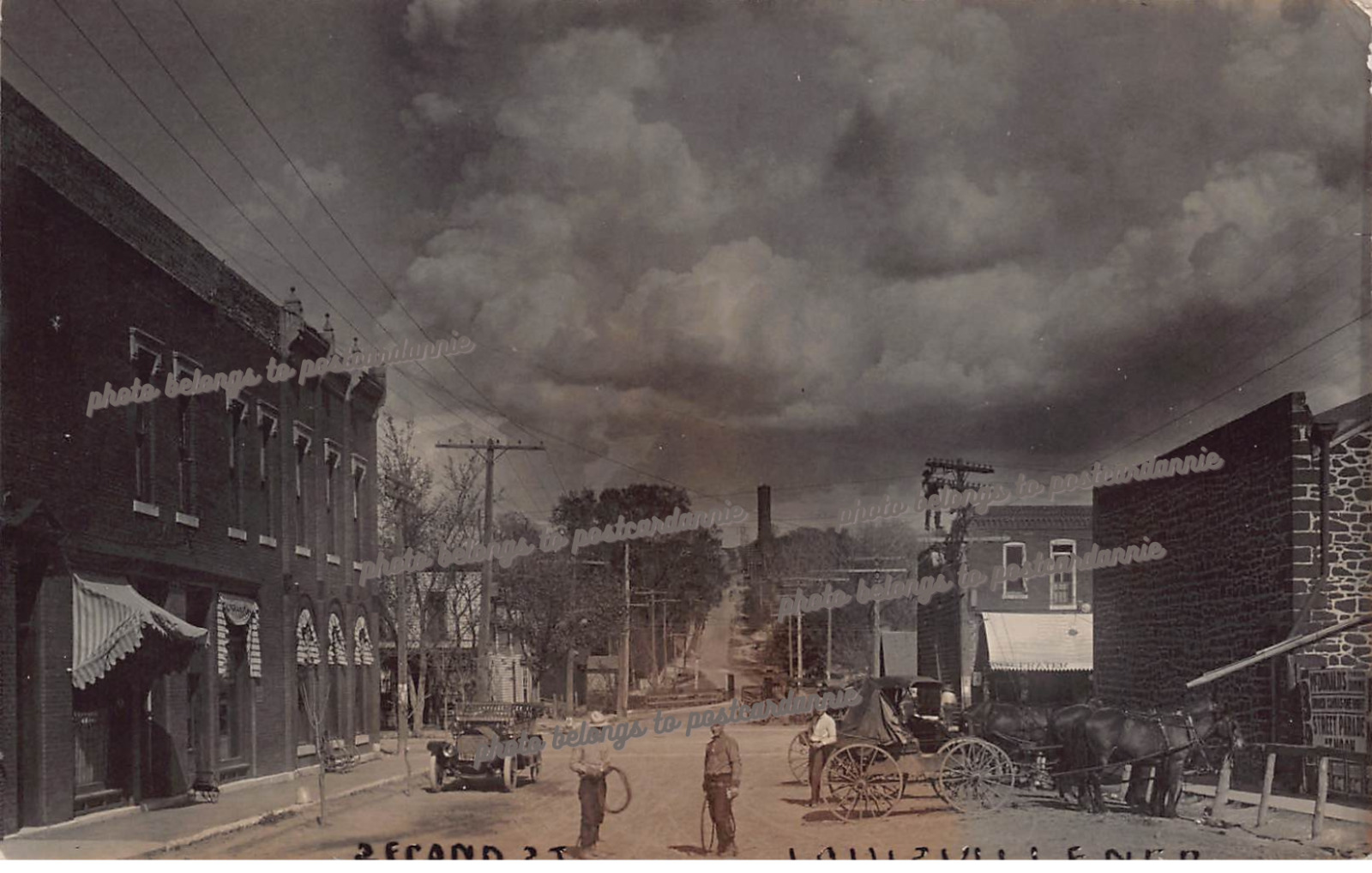 RPPC Louisville NE Nebraska Second Street Downtown 1910s Photo Vtg Postcard C60