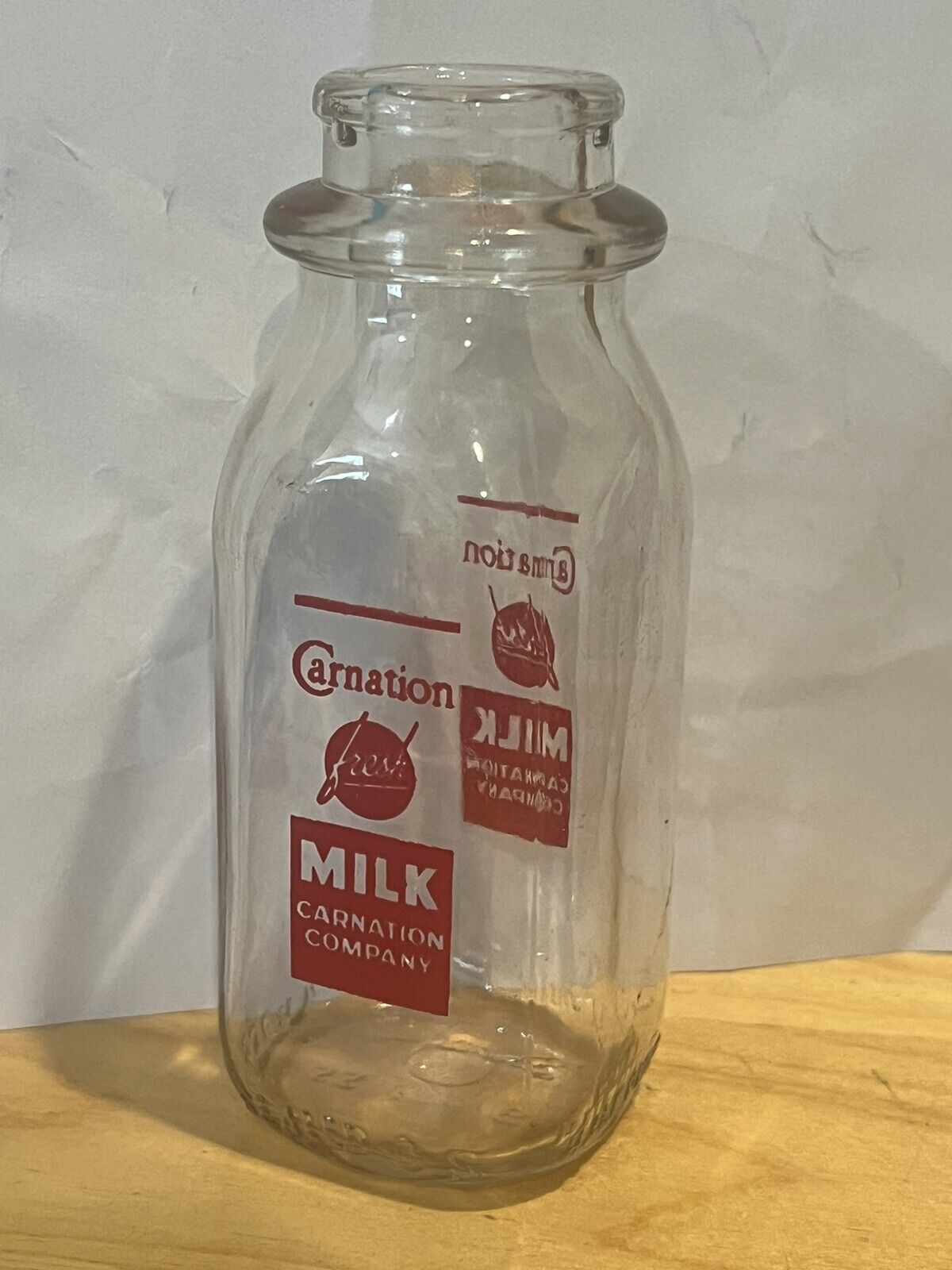 Vintage Half Pint Milk Bottle Carnation Dairy Products