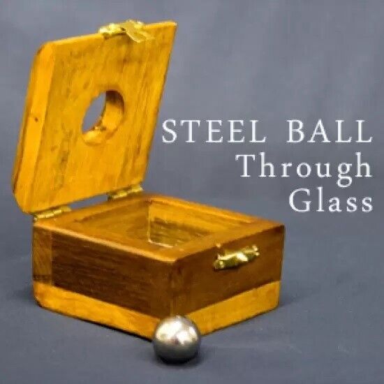 Steel Ball Thru Glass Gimmick Wood Box Penetration Solid Glass Sheet Magic Trick