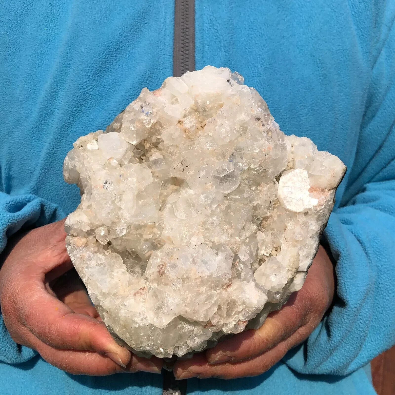 4.3 LB Natural White Calcite Quartz Crystal Cluster Mineral Specimen Healing
