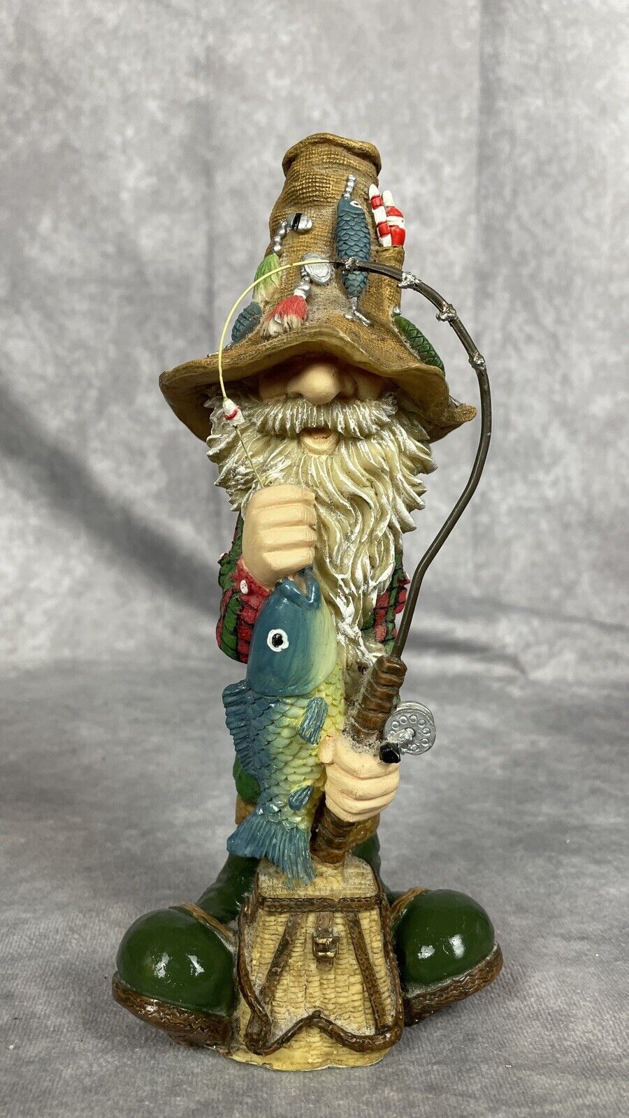 Vintage Detailed Hillbilly Gone Fishing Figurine - Great Condition