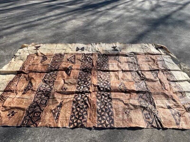 Huge Vintage Polynesian  Tapa Bark Cloth Textile Pacific Islands   144”x84”