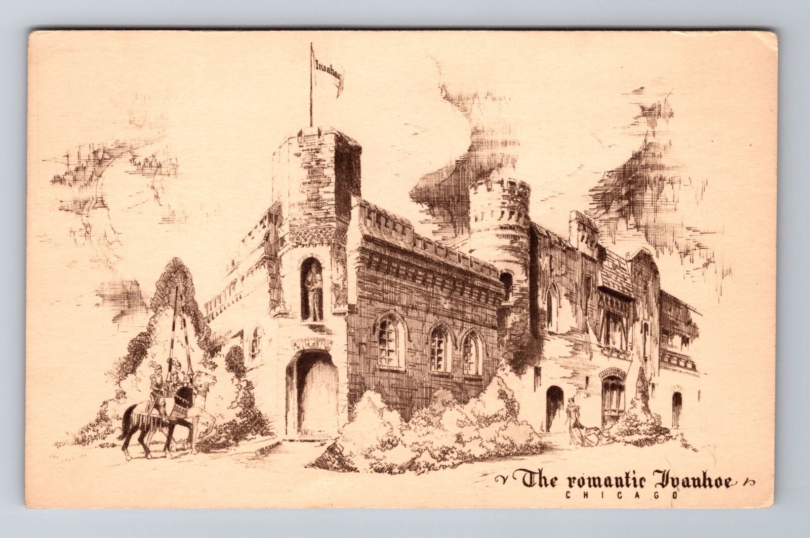 Chicago IL-Illinois, the Romantic Ivanhoe, Medieval Café, Vintage Postcard