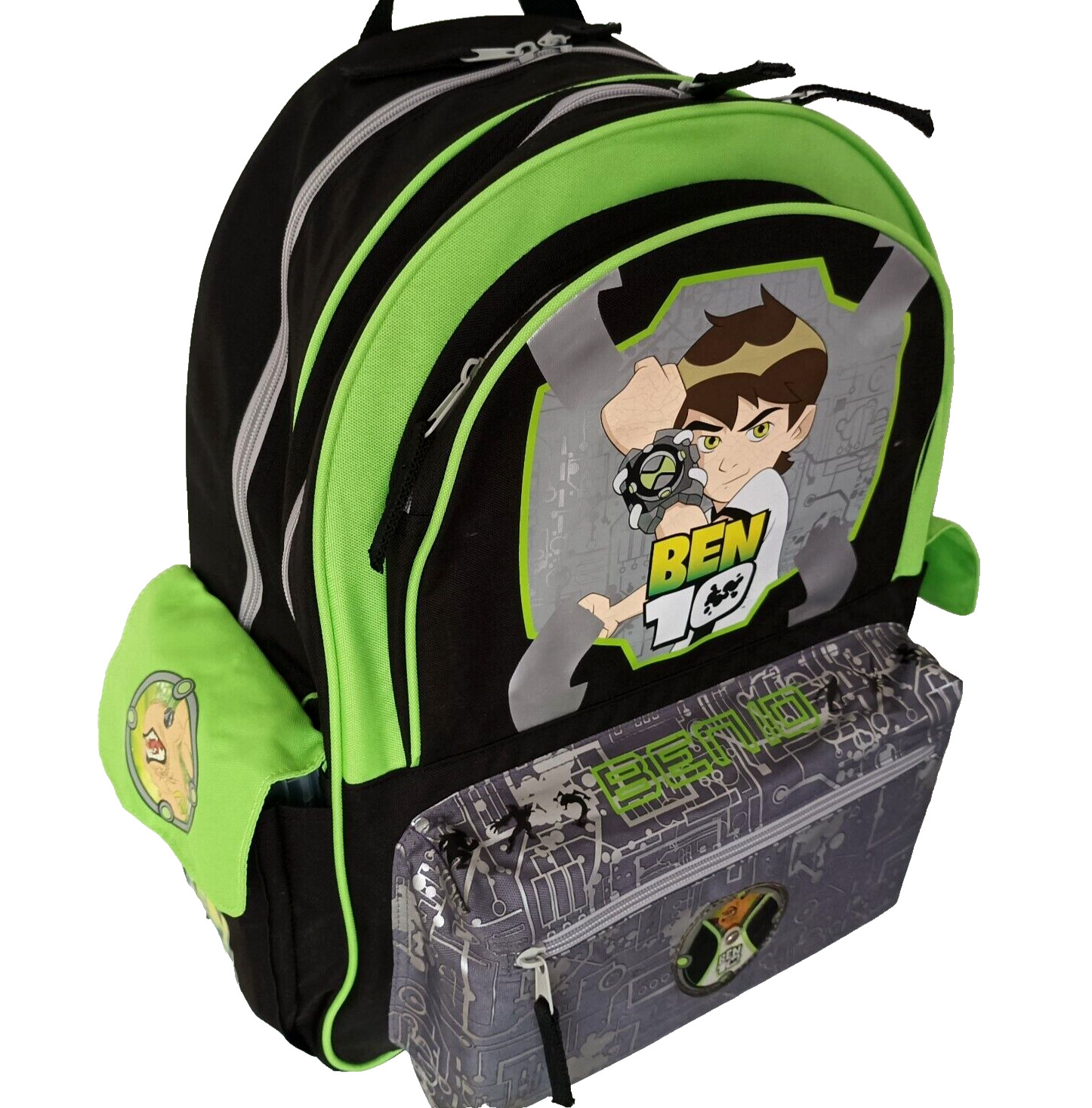 Ben 10 Large Backpack 17.5” Tall Omnitrix Dial 8 Pockets Silver Reflector Padded