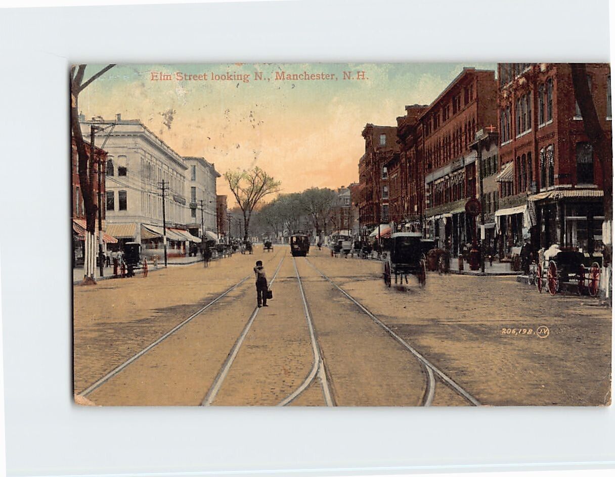 Postcard Elm Street Looking North Manchester New Hampshire USA