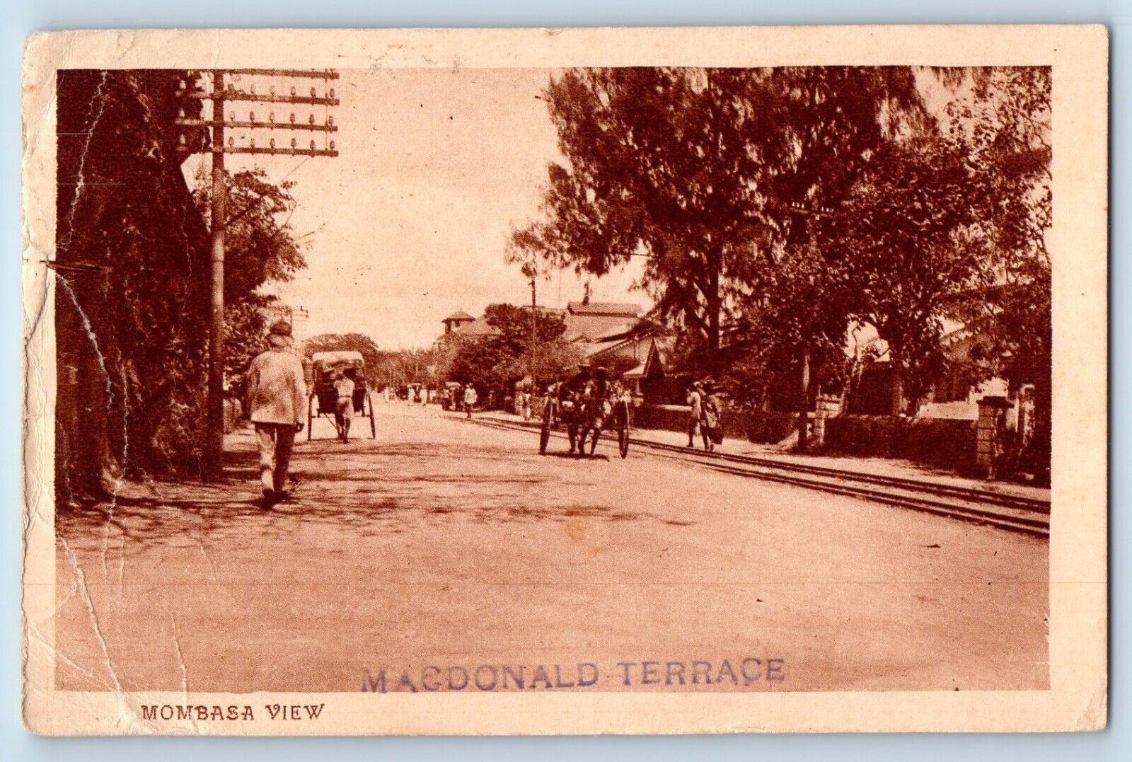 Mombasa Kenya Postcard Mombasa View MacDonald Terrace Horse Carriage c1930\'s