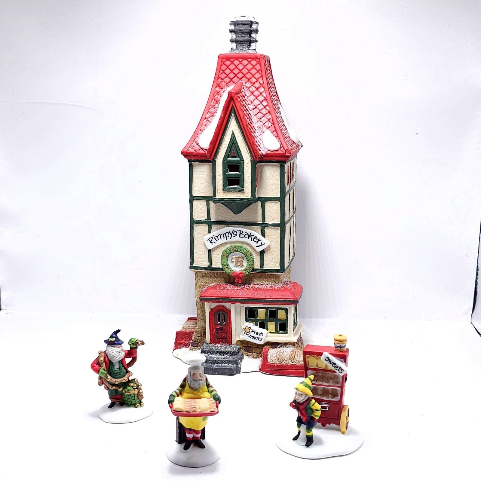 Dept 56 RIMPY’S BAKERY and BAKERS ELVES North Pole Heritage Village w/ Light 