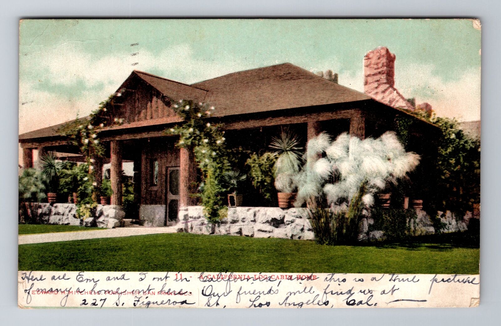Los Angeles CA-California, California Log Cabin, c1908 Antique Vintage Postcard