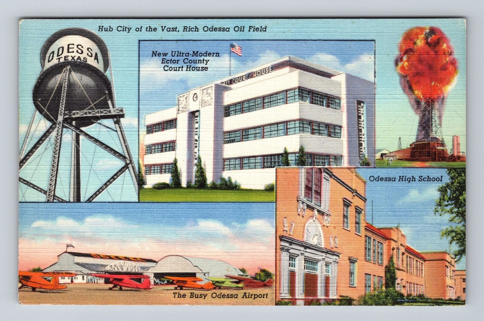 Odessa TX-Texas, Hub City Of The Vast, Antique, Vintage Postcard