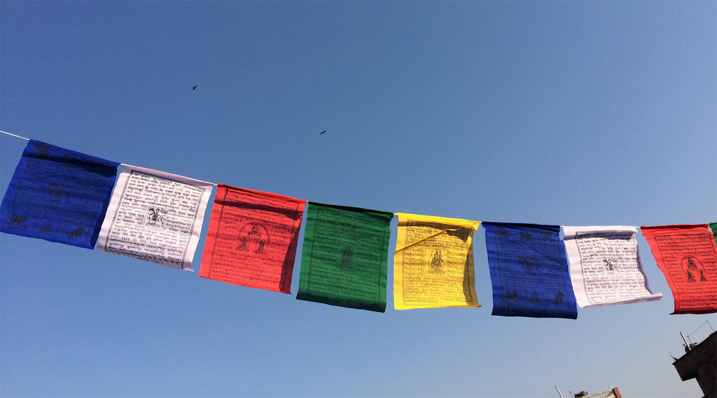Fine Cotton Tibetan Prayer Hanging Vertical Flags - (TPF02C)