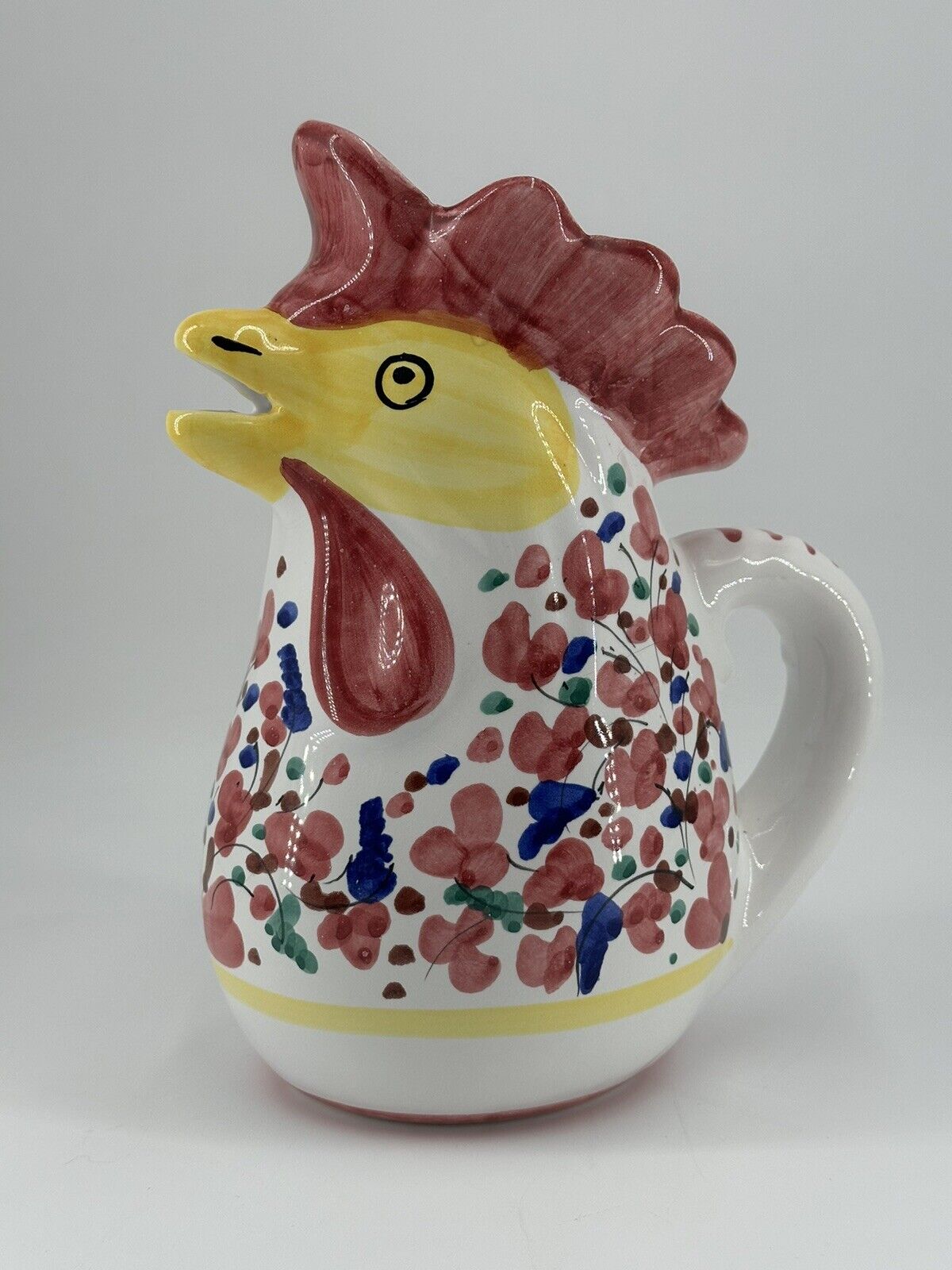 Vintage Large Hand Painted Rooster Pitcher Home Decor Made in Italy
