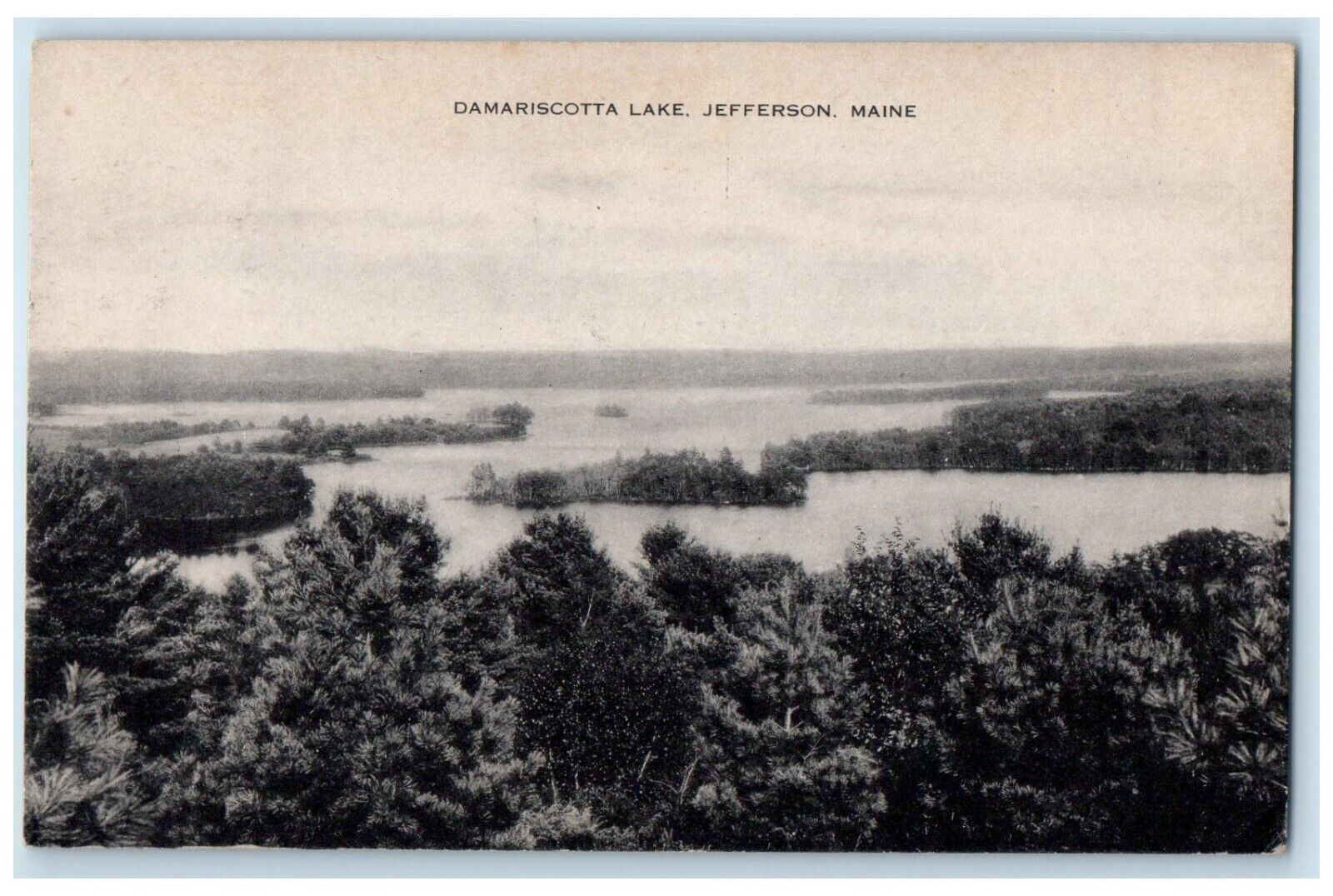 1946 Aerial View Damariscotta Lake Trees Jefferson Maine Posted Vintage Postcard