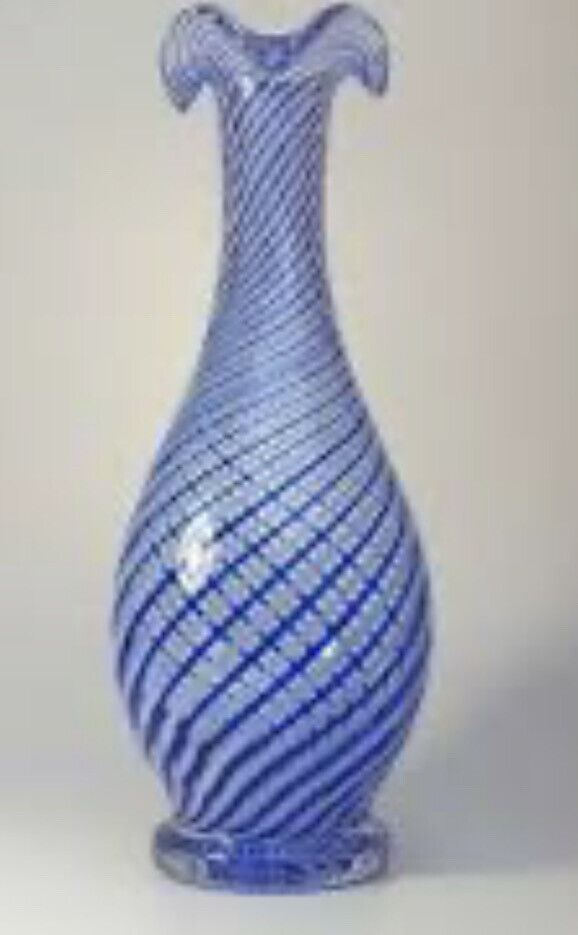 VTG Cobalt Blue & White   Eye Of the Nightingale Vase Venetian School In Turkey