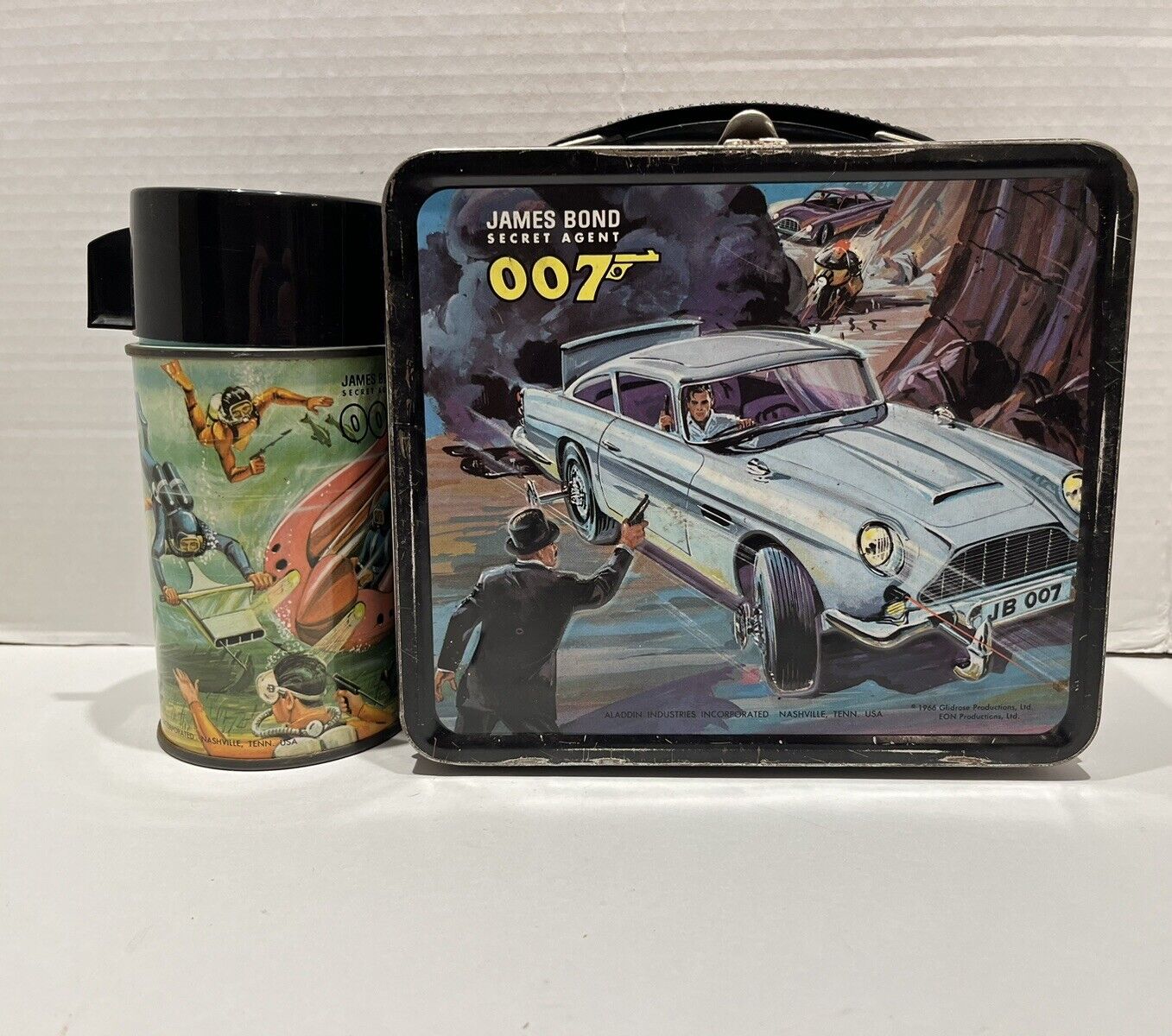 Vintage 1966 James Bond 007 Metal Lunchbox & Thermos