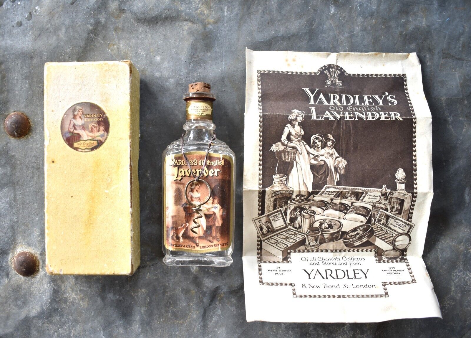 Antique late 1800's Yardley English Lavender Perfume Bottle original box