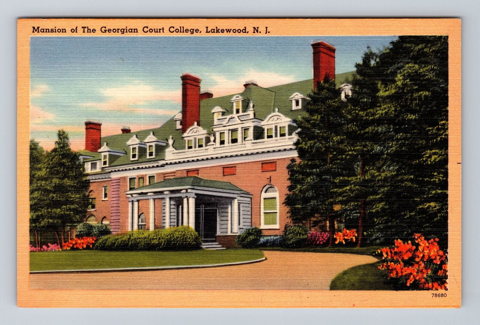 Lakewood NJ-New Jersey, Mansion of Georgian Court College Vintage Postcard