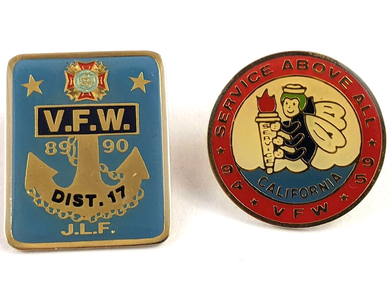 Vintage 1980\'s & 90s California VFW Lapel Pins | Service Above All, District 17