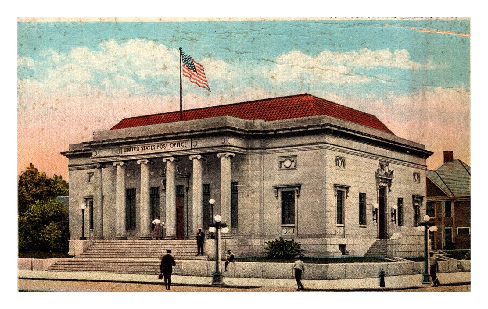 Marion Ohio US Post Office Vintage Postcard Street Scene 