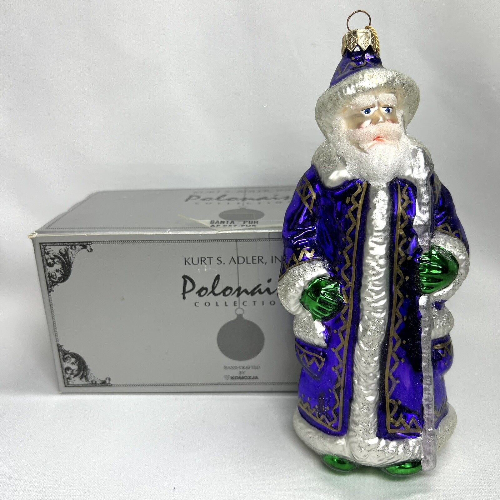 Kurt S. Adler Polonaise 1998 Komozja Glass Ornament Santa Purple Original Box