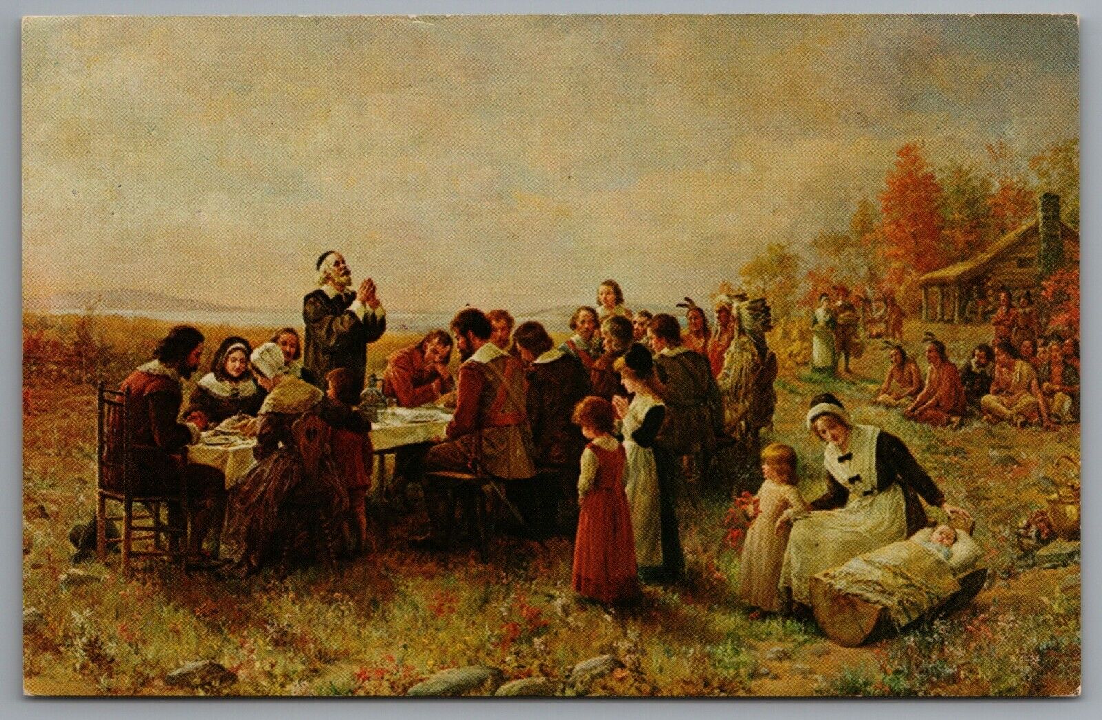 Plymouth MA The First Thanksgiving Jennie Brownscombe Painting In Pilgrim Hall