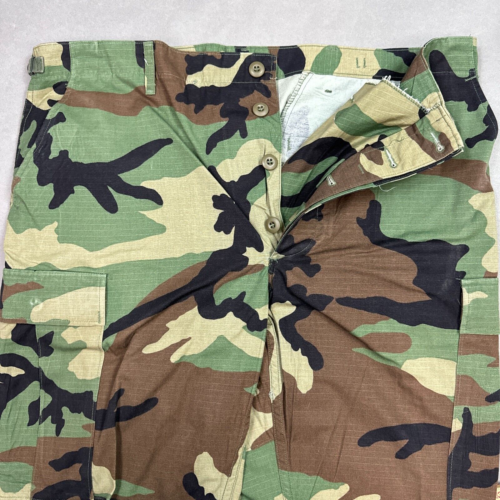 US Military Pants Mens Large Green Trouser Woodland Camo Cargo Ripstop BDU Hot