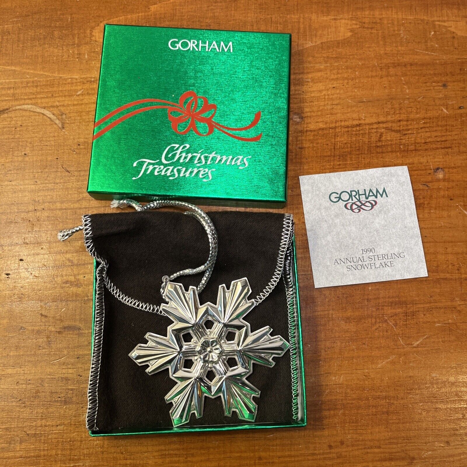 1990 Gorham Annual Sterling Silver SNOWFLAKE Ornament 20th Anniversary w/ Box