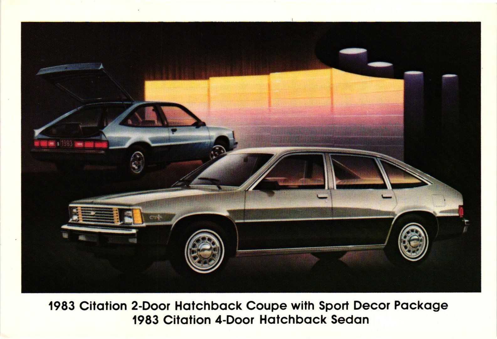 Vintage Postcard- 1983 Citation 4-Door Hatchback Sedan. 1960s