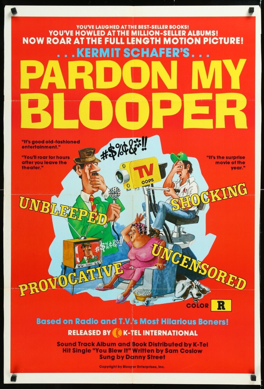 Pardon My Bloopers Kermit Schafer ORIGINAL 1974 1-Sheet Movie Poster 27 x 41
