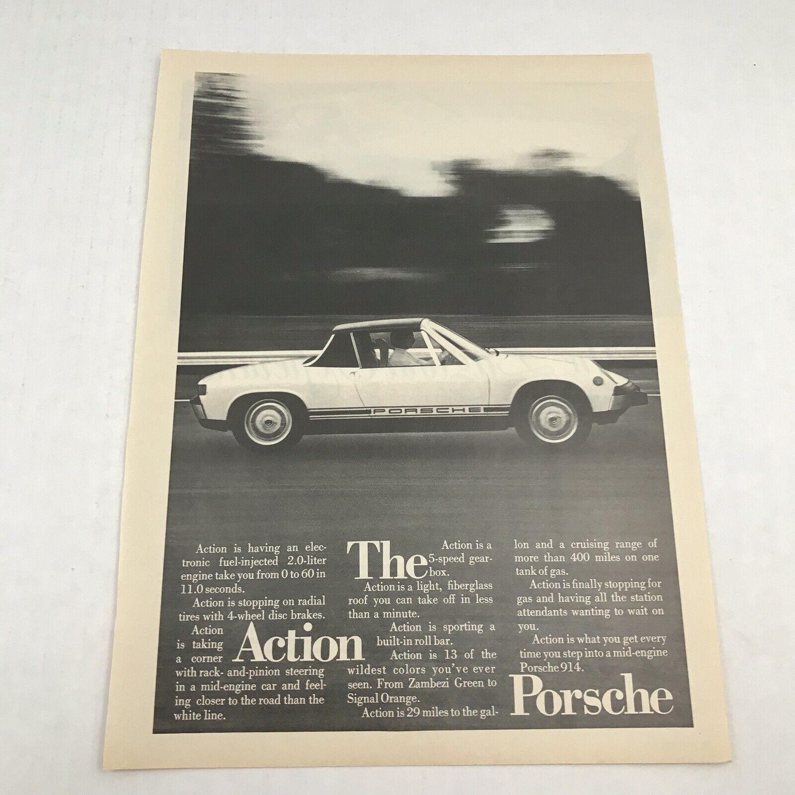 Vtg 1973 Print Ad Action Porsche Advertising Art 