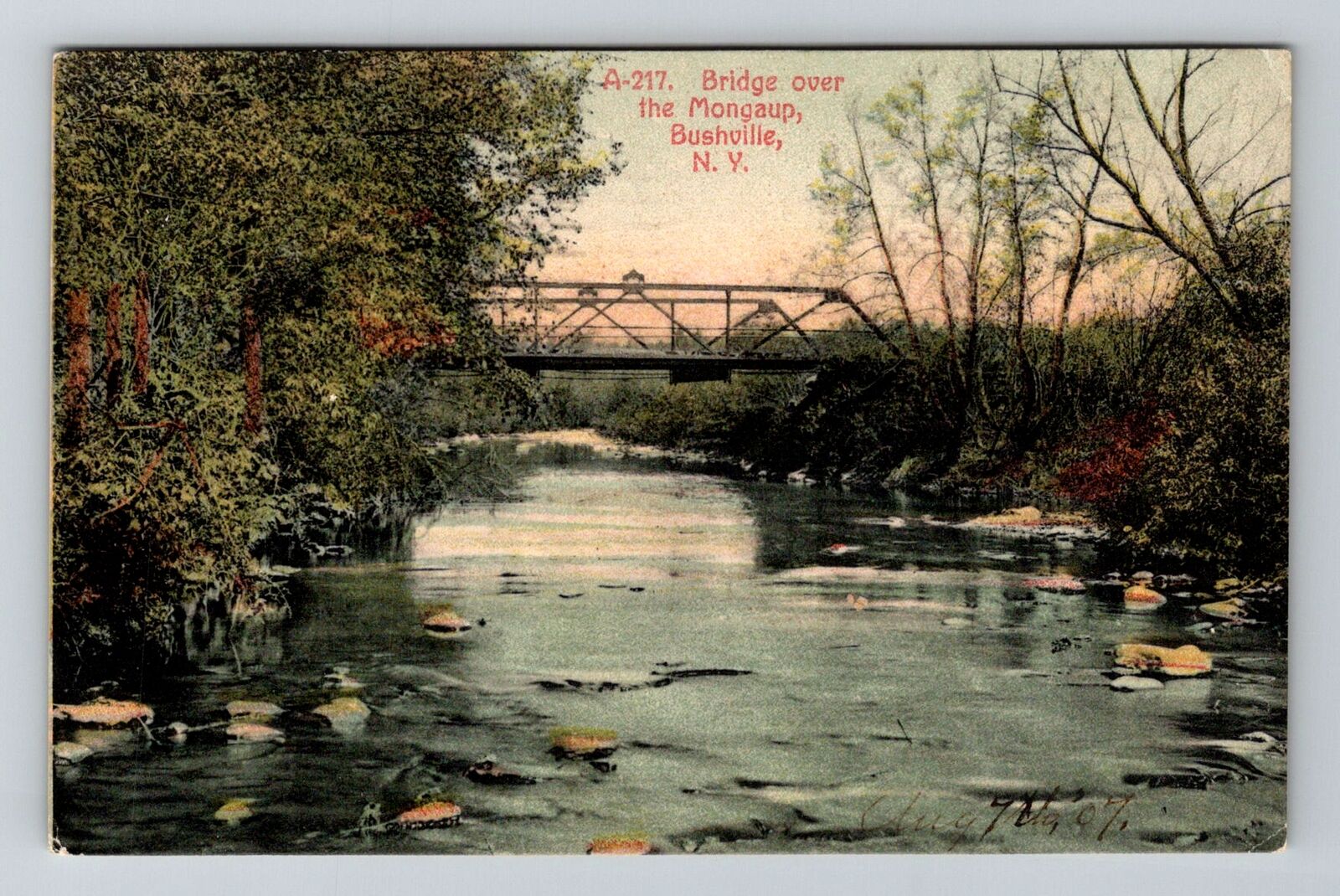 Bushville NY-New York, Bridge over the Mongaup, c1907 Vintage Souvenir Postcard