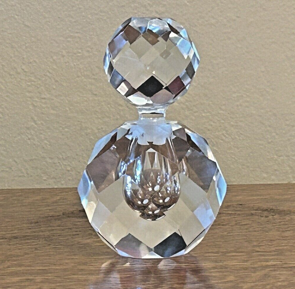 Vintage l. W.  Rice & Co., Inc. Clear Faceted Hand Cut Crystal Perfume
