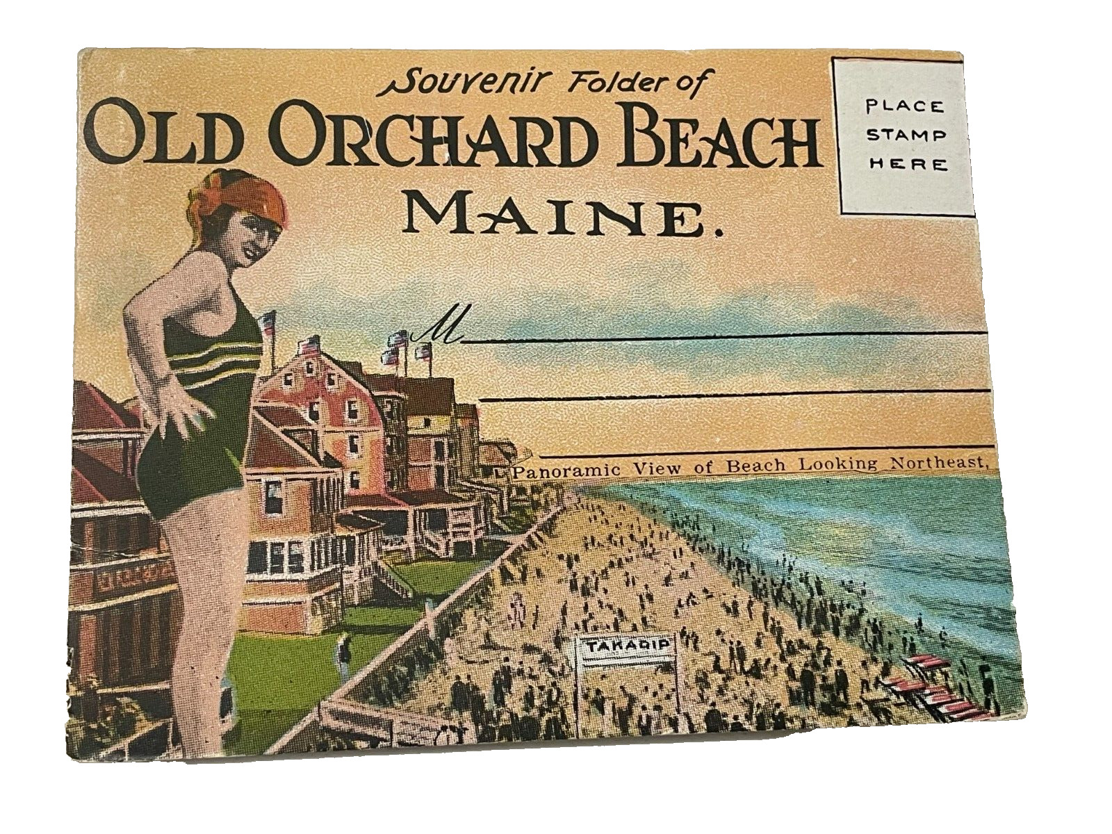 19 Vintage Old Orchard Beach Maine Tinted Photo Vintage Tourist Cards unstamped