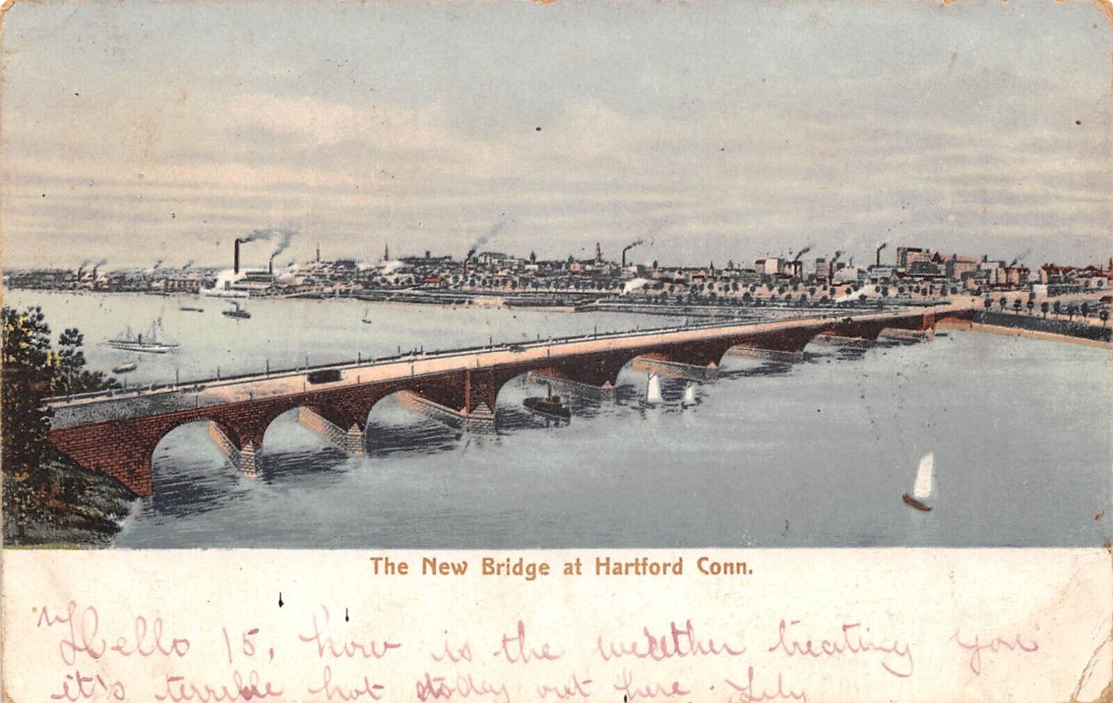 Hartford Connecticut THE NEW BRIDGE 1906 Postcard 7056