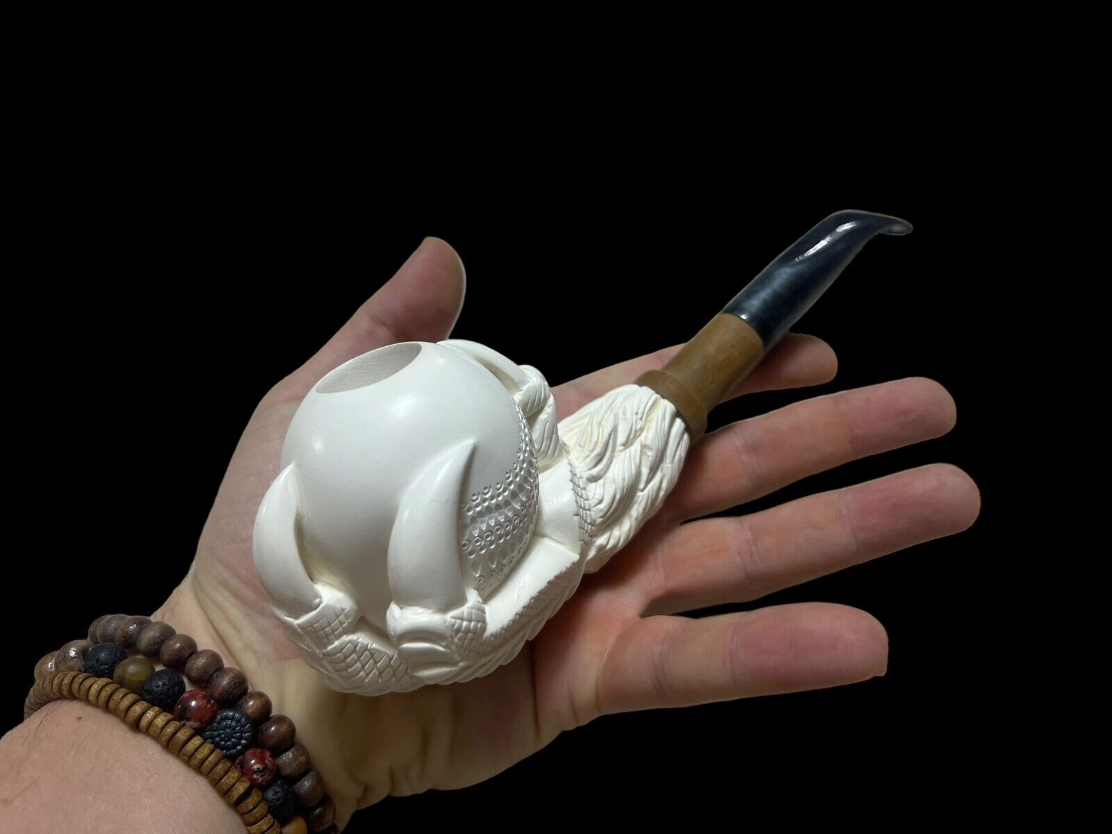 Block Meerschaum Dragon Claw Pipe. Large Size Master Carver Hilmi Çay