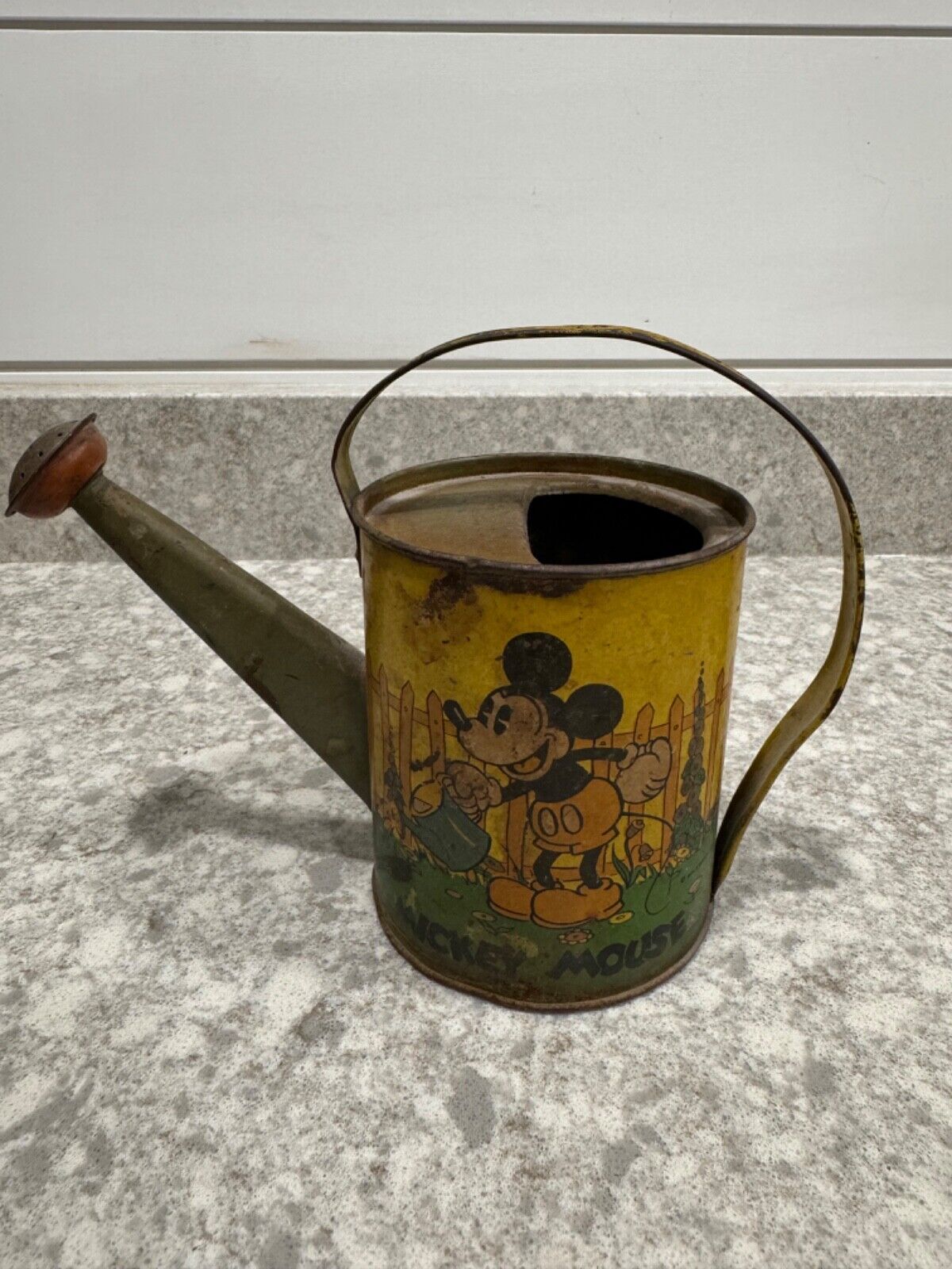 MICKEY MOUSE vintage , very old Tin Toy Watering Can