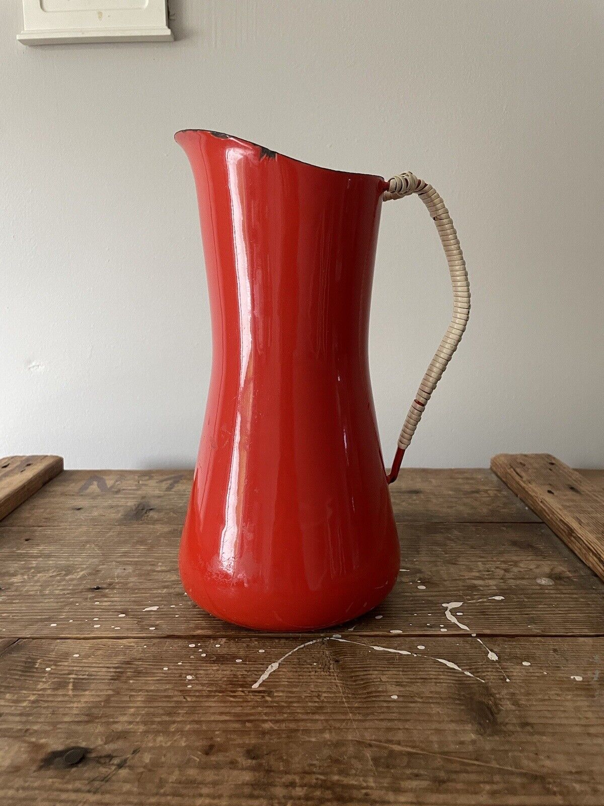 1950s Red Dansk Kobenstyle Wrapped Handle Pitcher by Jens Quistgaard