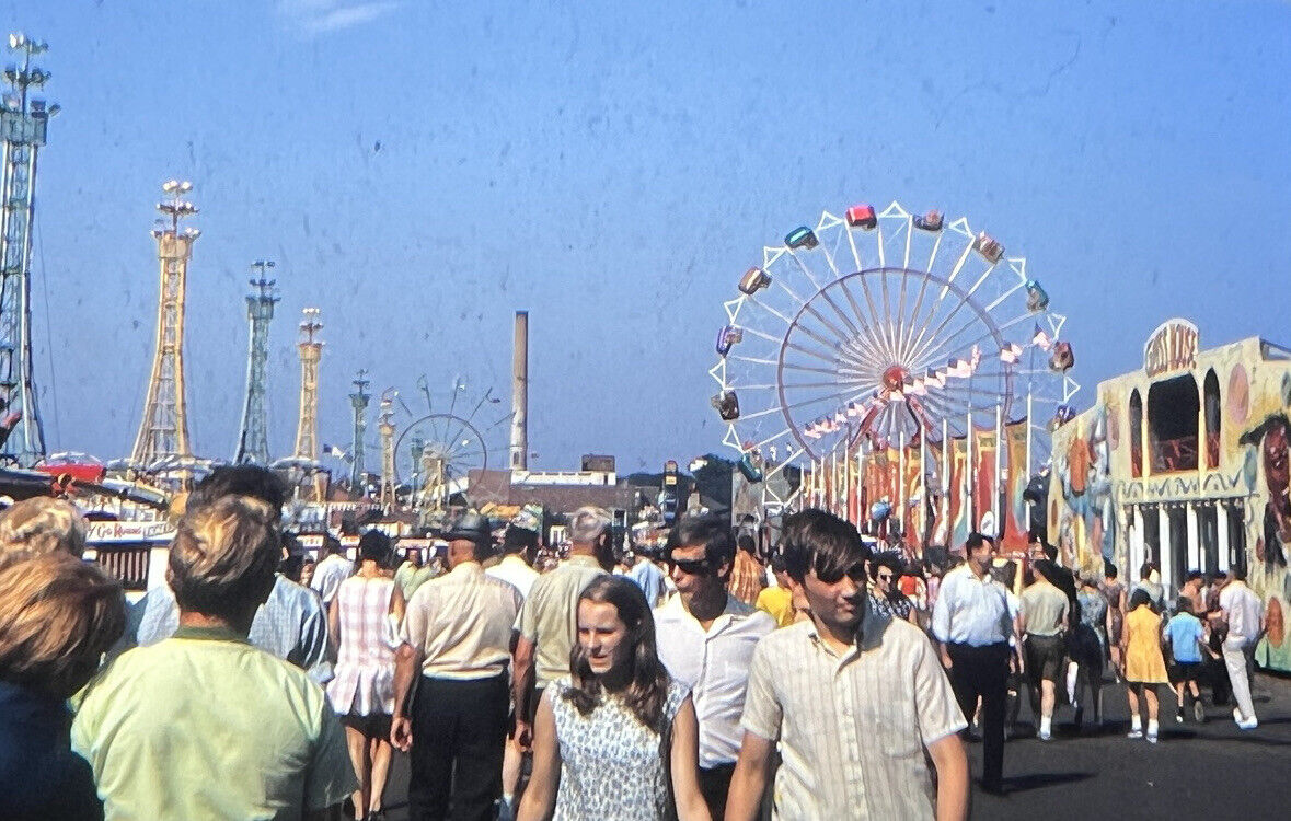Vintage Photo Slide 1969 People Fair Rides