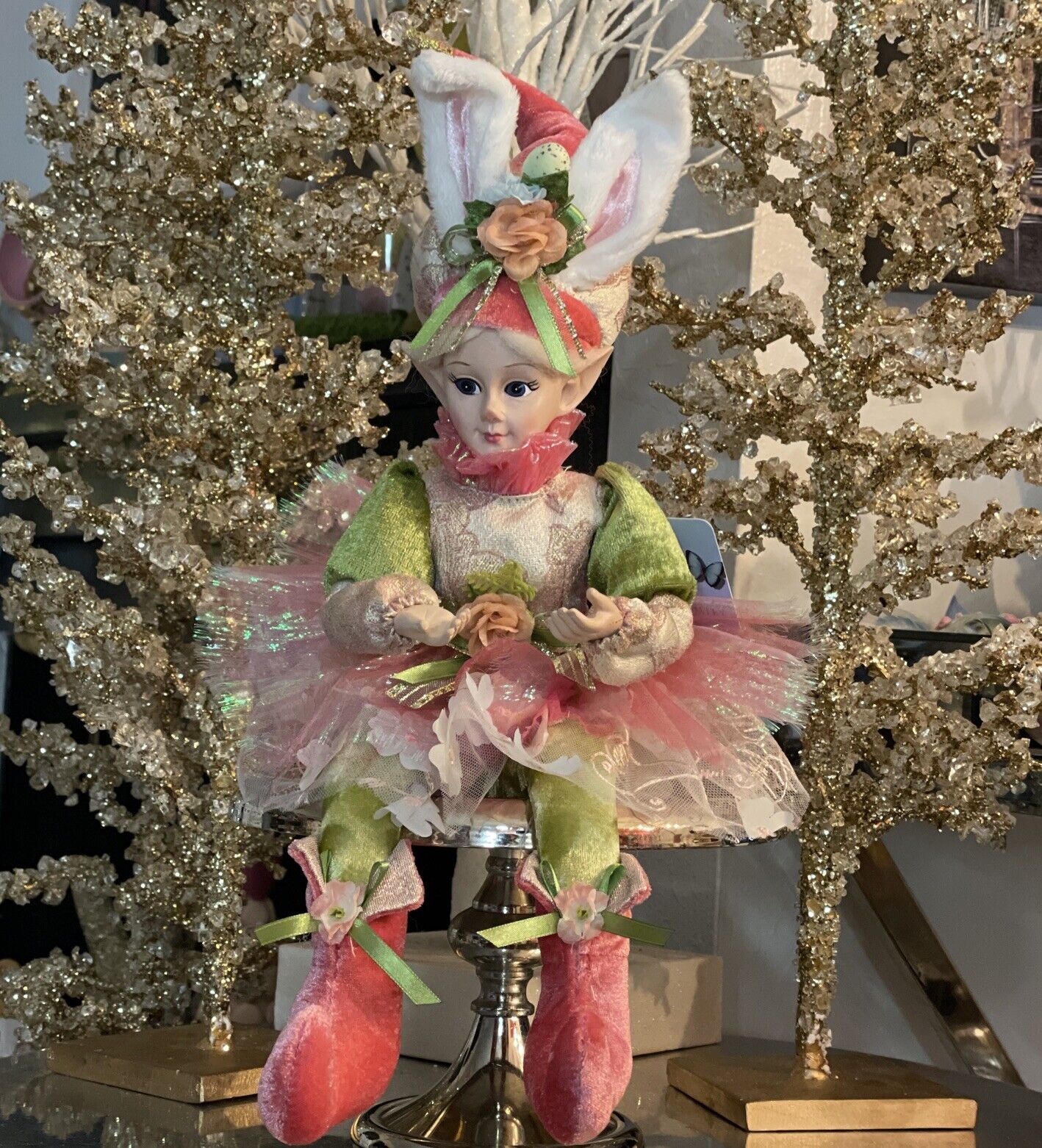 Cynthia Rowley Designer Easter Fairy Pixie Elf Shelf Sitter Doll 17” Girl